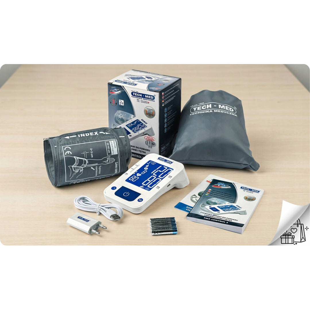 Tensiometro elettronico, funzione vocale, bracciale 22–42 cm, indicatore IHB, TMA-CONTROL3, Techmed
