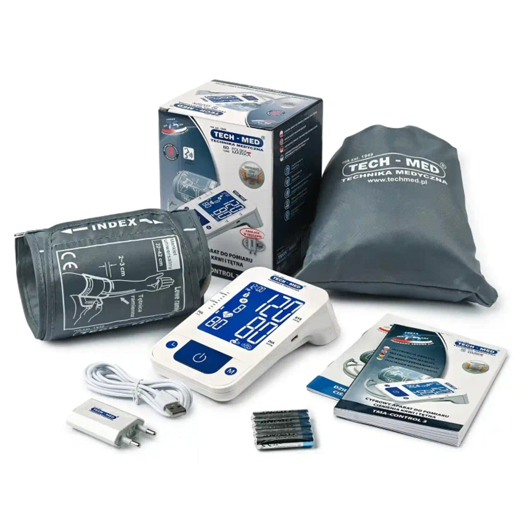 Tensiometro elettronico, funzione vocale, bracciale 22–42 cm, indicatore IHB, TMA-CONTROL3, Techmed