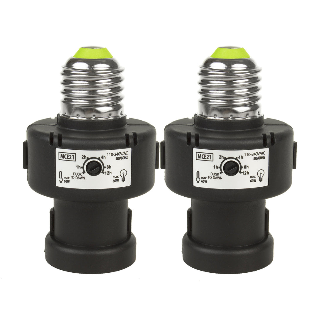Portalampada E27 Maclean, 100 W, con sensore crepuscolare e timer, MCE21B, 2 pezzi