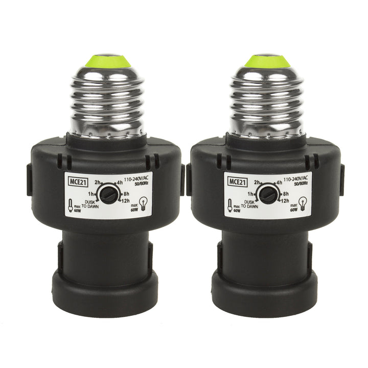 Portalampada E27 Maclean, 100 W, con sensore crepuscolare e timer, MCE21B, 2 pezzi