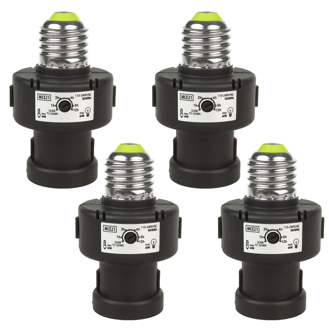 Portalampada E27 Maclean, 100 W, con sensore crepuscolare e timer, MCE21B, 4 pezzi