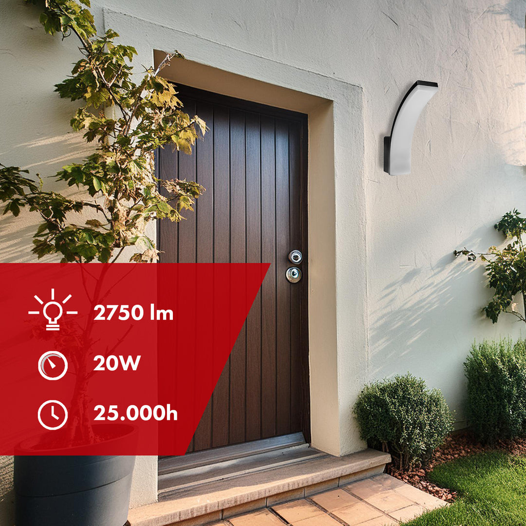 Lampada LED Maclean, colore nero, 20 W, IP65, 2750 lm, luce bianca neutra (4000 K) MCE511 B, 2 pezzi
