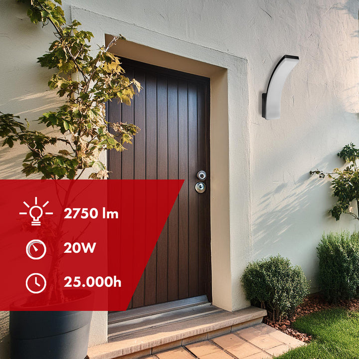 Lampada LED Maclean, colore nero, 20 W, IP65, 2750 lm, luce bianca neutra (4000 K) MCE511 B, 2 pezzi