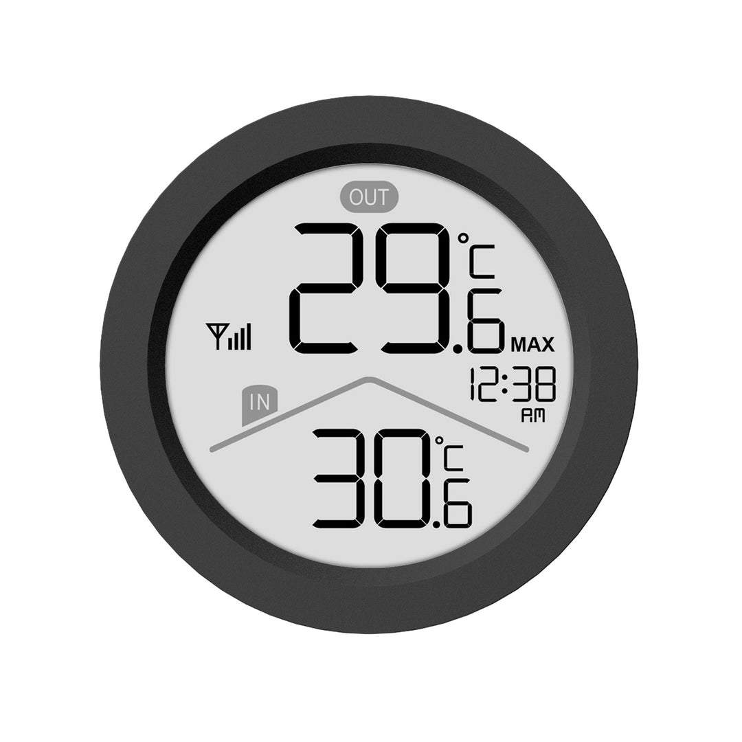 Stazione meteorologica wireless GreenBlue, temperatura interna/esterna, orologio, scelta tra °C e °F, portata fino a 60 m, nera, GB162 B + 4 batterie alcaline AAA Varta Industrial