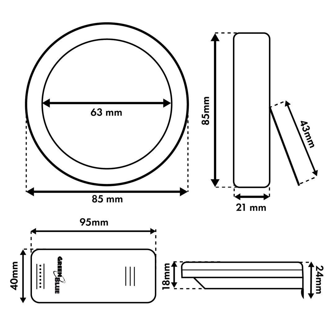 Stazione meteorologica wireless GreenBlue, temperatura interna/esterna, orologio, scelta tra °C e °F, portata fino a 60 m, nera, GB162 B + 4 batterie alcaline AAA Varta Industrial