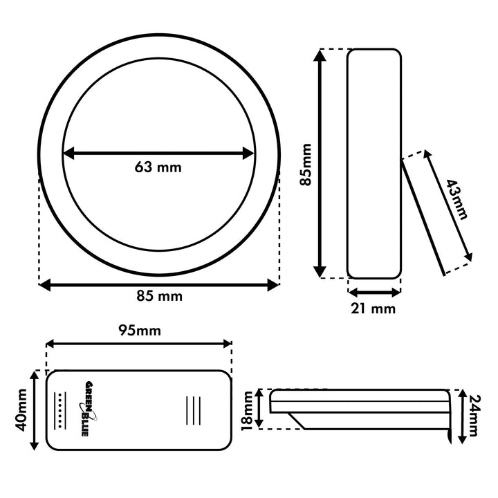 Stazione meteorologica wireless GreenBlue, temperatura interna/esterna, orologio, scelta tra °C e °F, portata fino a 60 m, nera, GB162 B + 4 batterie alcaline AAA Varta Industrial