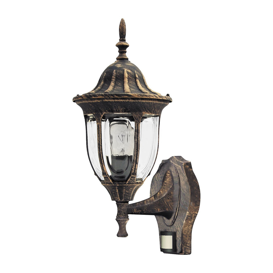 Applique Rabalux, per esterni, con sensore di movimento, IP43, E27, max 60 W, oro antico, Milano, 2 pezzi