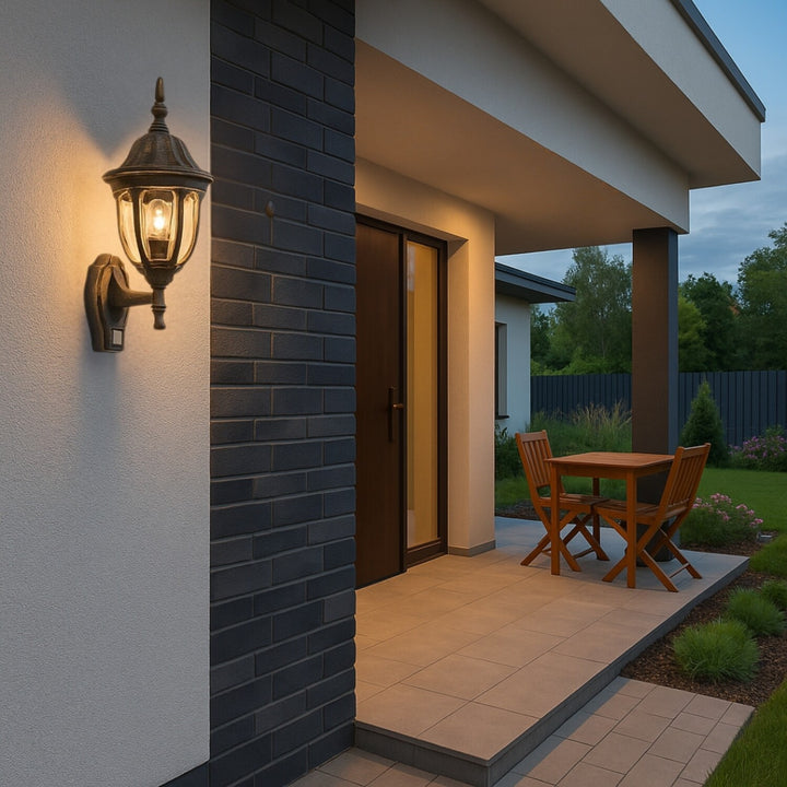 Applique Rabalux, per esterni, con sensore di movimento, IP43, E27, max 60 W, oro antico, Milano, 2 pezzi