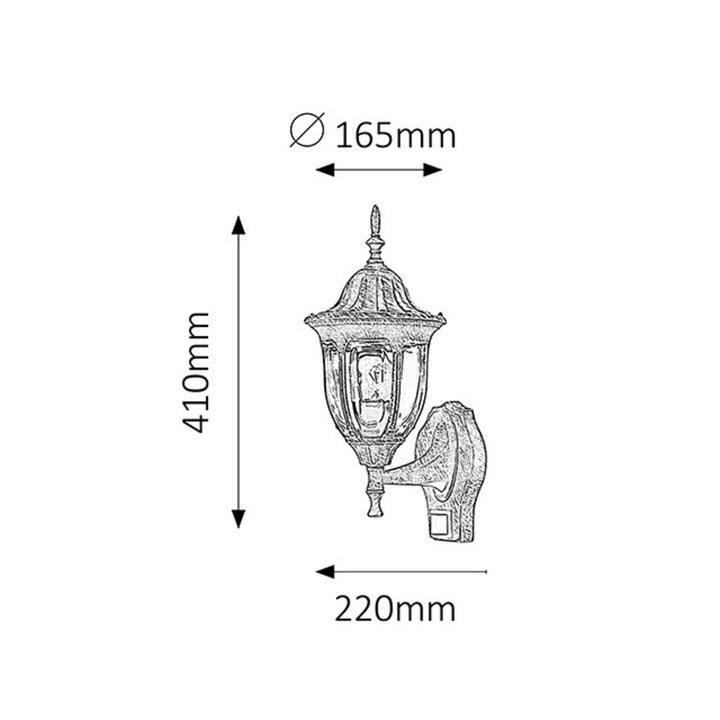Lampada da parete Rabalux, per esterni, con sensore di movimento, IP43, E27, max 60 W, oro anticato, Milano, 4 pezzi