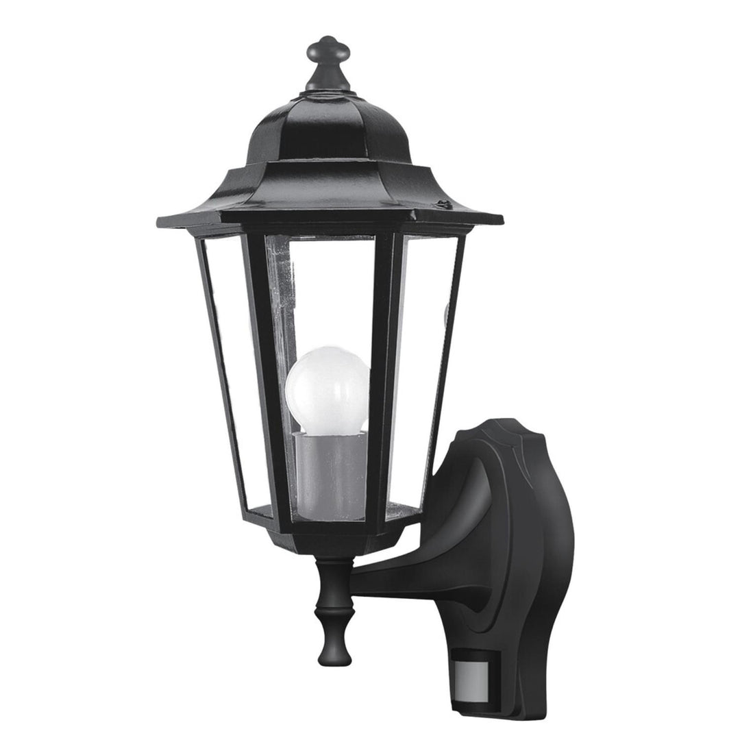 Lampada da parete Rabalux, per esterni, con sensore di movimento, IP43, E27, max 60 W, nera, Velence, 4 pezzi