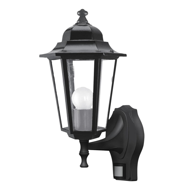 Lampada da parete Rabalux, per esterni, con sensore di movimento, IP43, E27, max 60 W, nera, Velence, 4 pezzi