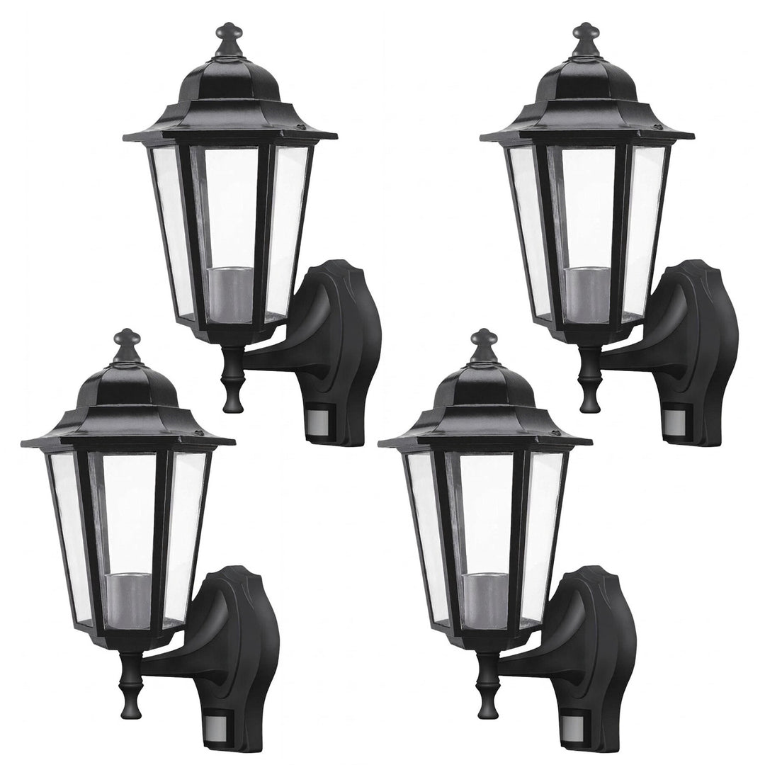 Lampada da parete Rabalux, per esterni, con sensore di movimento, IP43, E27, max 60 W, nera, Velence, 4 pezzi
