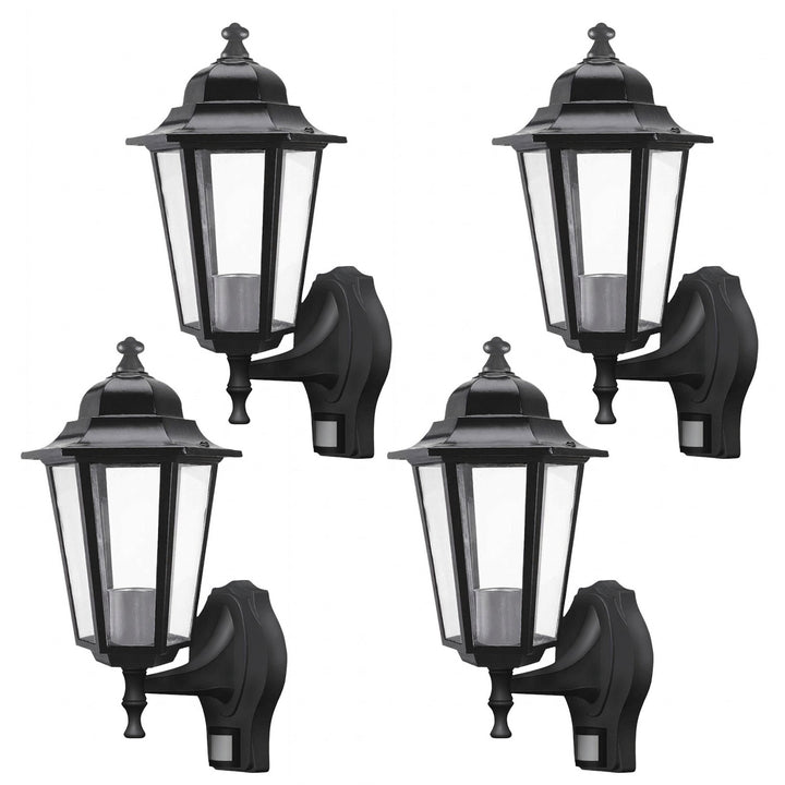 Lampada da parete Rabalux, per esterni, con sensore di movimento, IP43, E27, max 60 W, nera, Velence, 4 pezzi