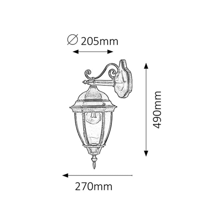 Applique Rabalux, da esterno, IP44, E27, max 60 W, oro anticato, Toronto, 4 pezzi