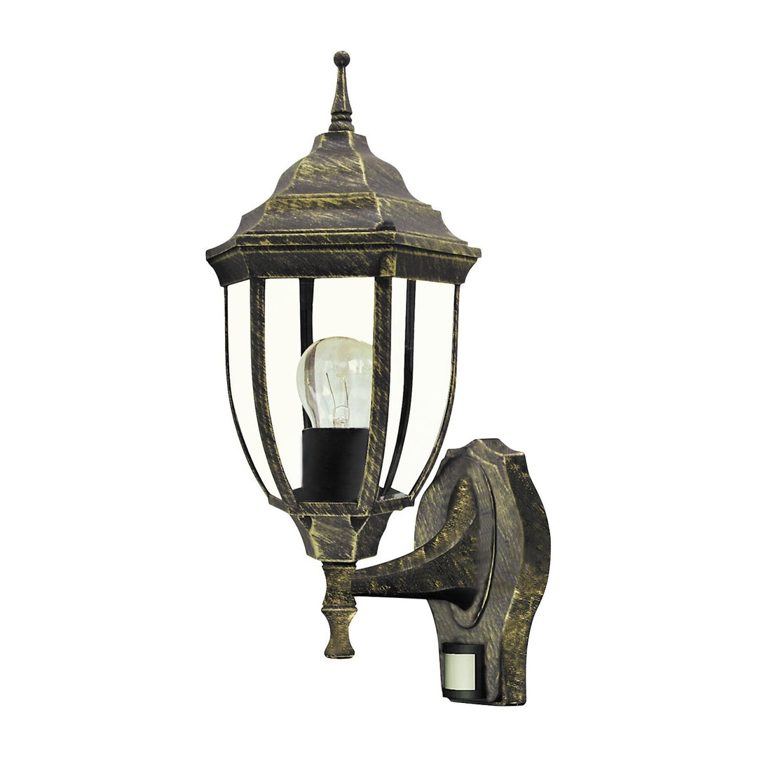 Lampada da parete Rabalux, per esterni, con sensore di movimento, IP43, E27, max 60 W, oro antico, Nizza, 2 pezzi
