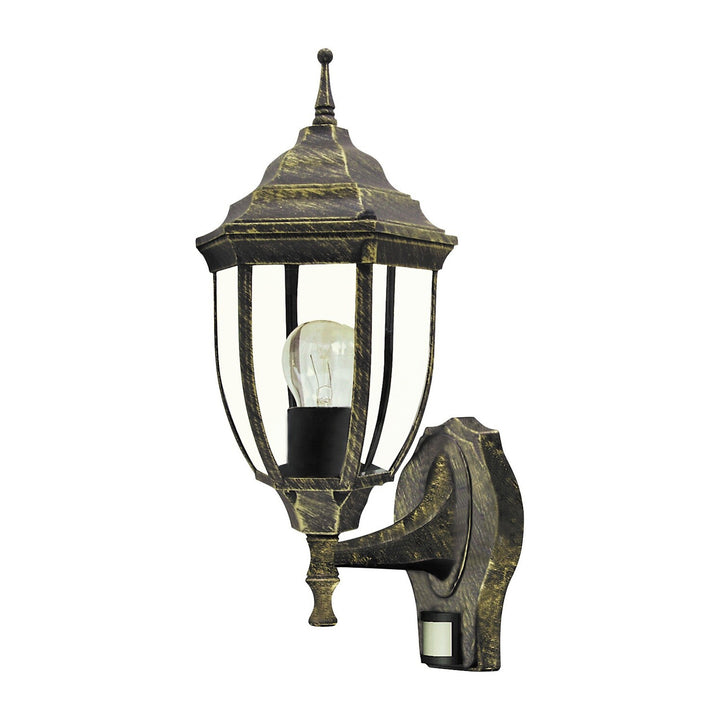 Lampada da parete Rabalux, per esterni, con sensore di movimento, IP43, E27, max 60 W, oro antico, Nizza, 4 pezzi