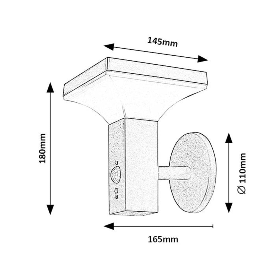 Lampada Rabalux, da parete, per esterni, a energia solare, IP44, LED 4 W, Geleen, 2 pezzi