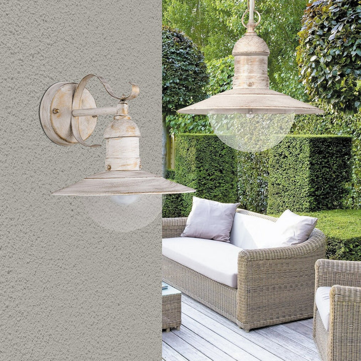 Applique Rabalux, da esterno, IP44, E27, max 60 W, bianco antico, Oslo, 2 pezzi