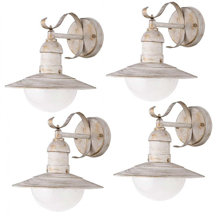 Applique Rabalux, per esterni, IP44, E27, max 60 W, bianco antico, Oslo, 4 pezzi