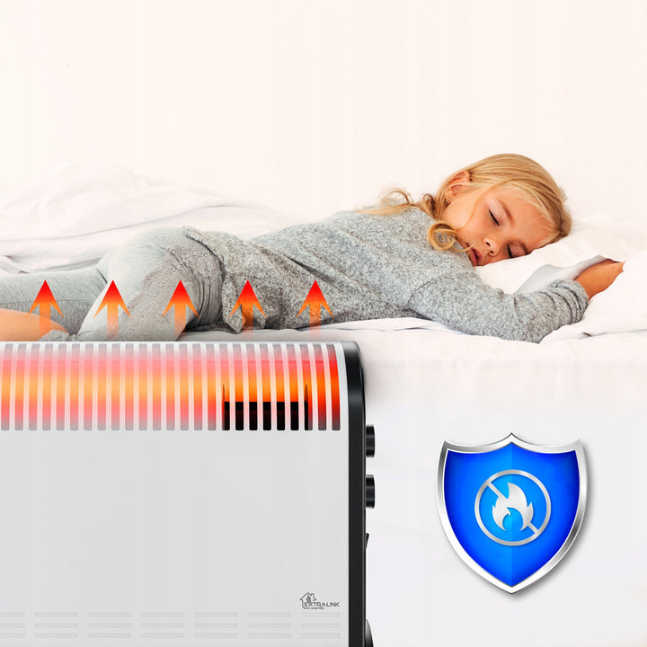 Termoconvettore elettrico Extralink, potenza 2000 W, ventola integrata per la distribuzione del calore, regolazione a 3 livelli, modalità turbo, LCV-06