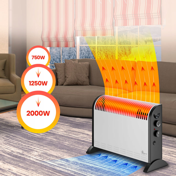 Termoconvettore elettrico Extralink, potenza 2000 W, ventola integrata per la distribuzione del calore, regolazione a 3 livelli, modalità turbo, LCV-06