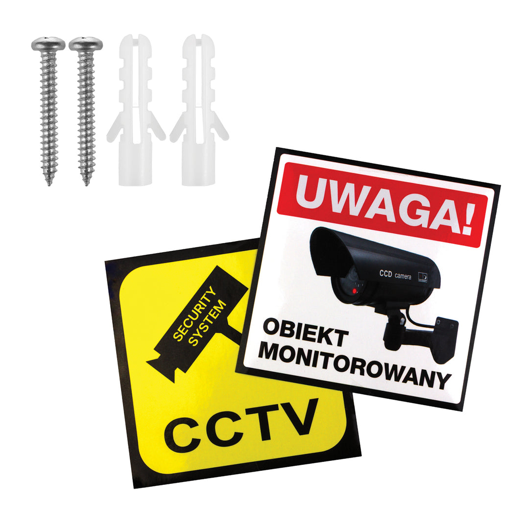 Falsa telecamera a cupola DC2300 con LED lampeggiante, 2 pezzi + 6 batterie AA Varta Industrial
