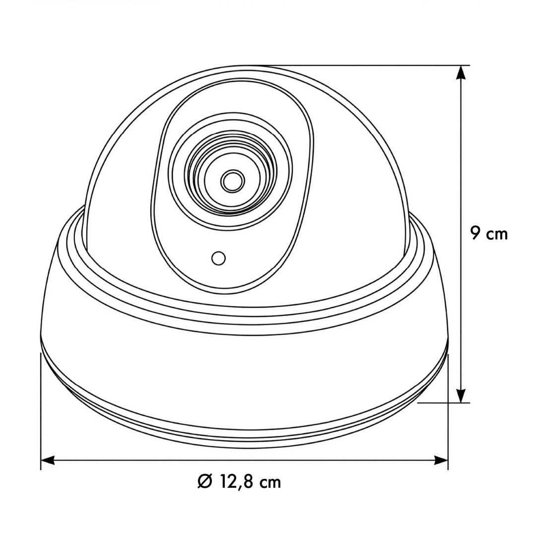Falsa telecamera a cupola DC2300 con LED lampeggiante, 2 pezzi + 6 batterie AA Varta Industrial