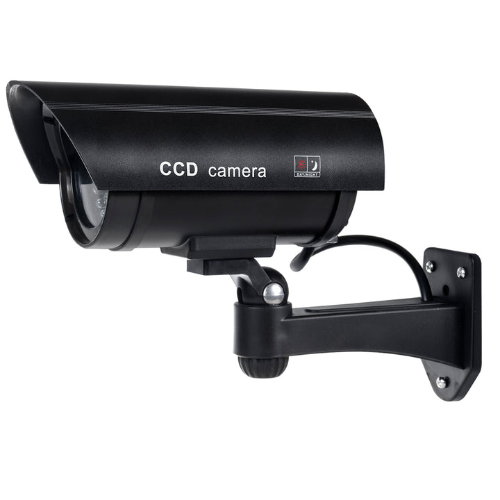 Falsa telecamera con LED lampeggiante IR1100 B IR per esterni, nera, 2 pezzi + 4 batterie AA Varta Industrial