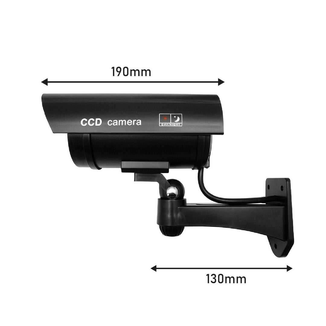 Falsa telecamera con LED lampeggiante IR1100 B IR per esterni, nera, 2 pezzi + 4 batterie AA Varta Industrial