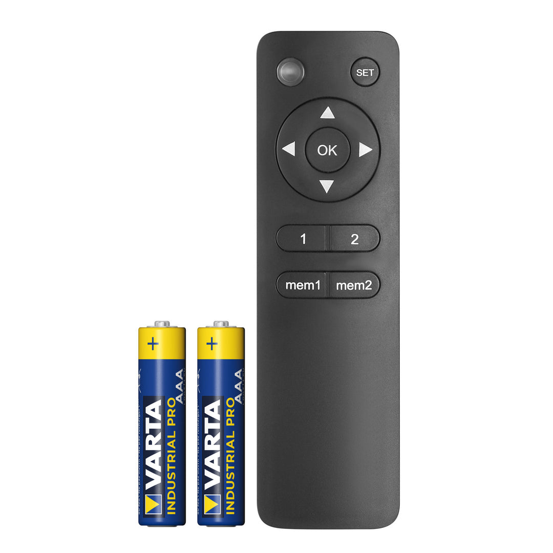 Telecomando per impugnature elettriche Maclean MC-157, compatibile con i modelli MC-125, MC-490, MC-491, MC-492, MC-880, MC-880T, MC-866, MC-866T + 2 batterie alcaline R-03 LR03 AAA Varta Industrial 4003