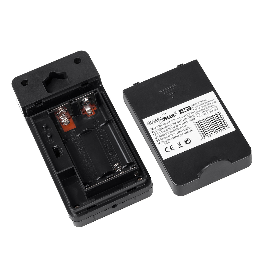 Sensore esterno per la stazione meteorologica GreenBlue, compatibile con la stazione GB522, modello GB532 + 2 batterie alcaline AA Varta Industrial