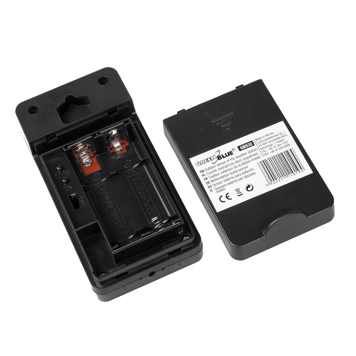 Sensore esterno per la stazione meteorologica GreenBlue, compatibile con la stazione GB522, modello GB532 + 2 batterie alcaline AA Varta Industrial