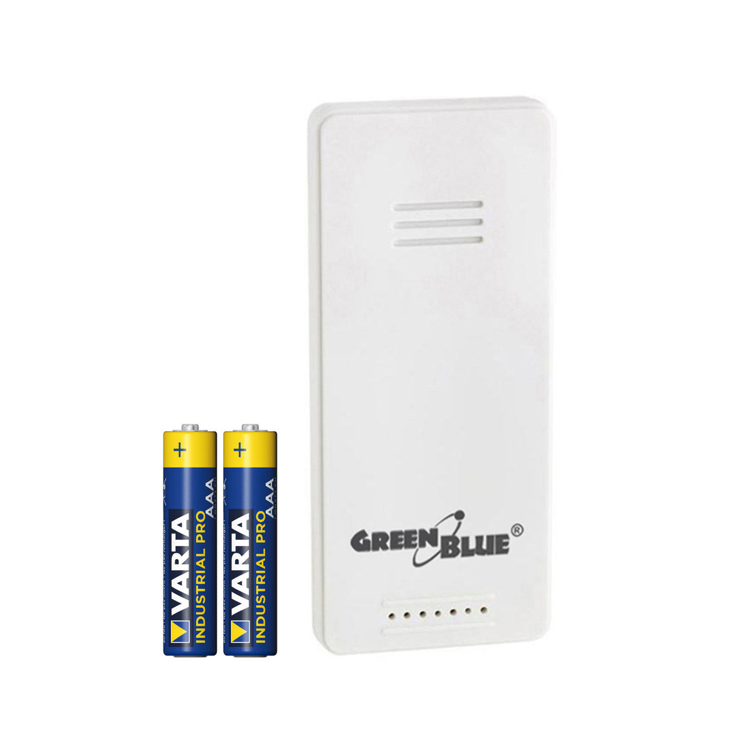 Sensore esterno per stazione meteorologica GreenBlue, compatibile con i modelli GB521, GB542 e GB218, modello GB692 + 2 batterie alcaline AAA Varta Industrial