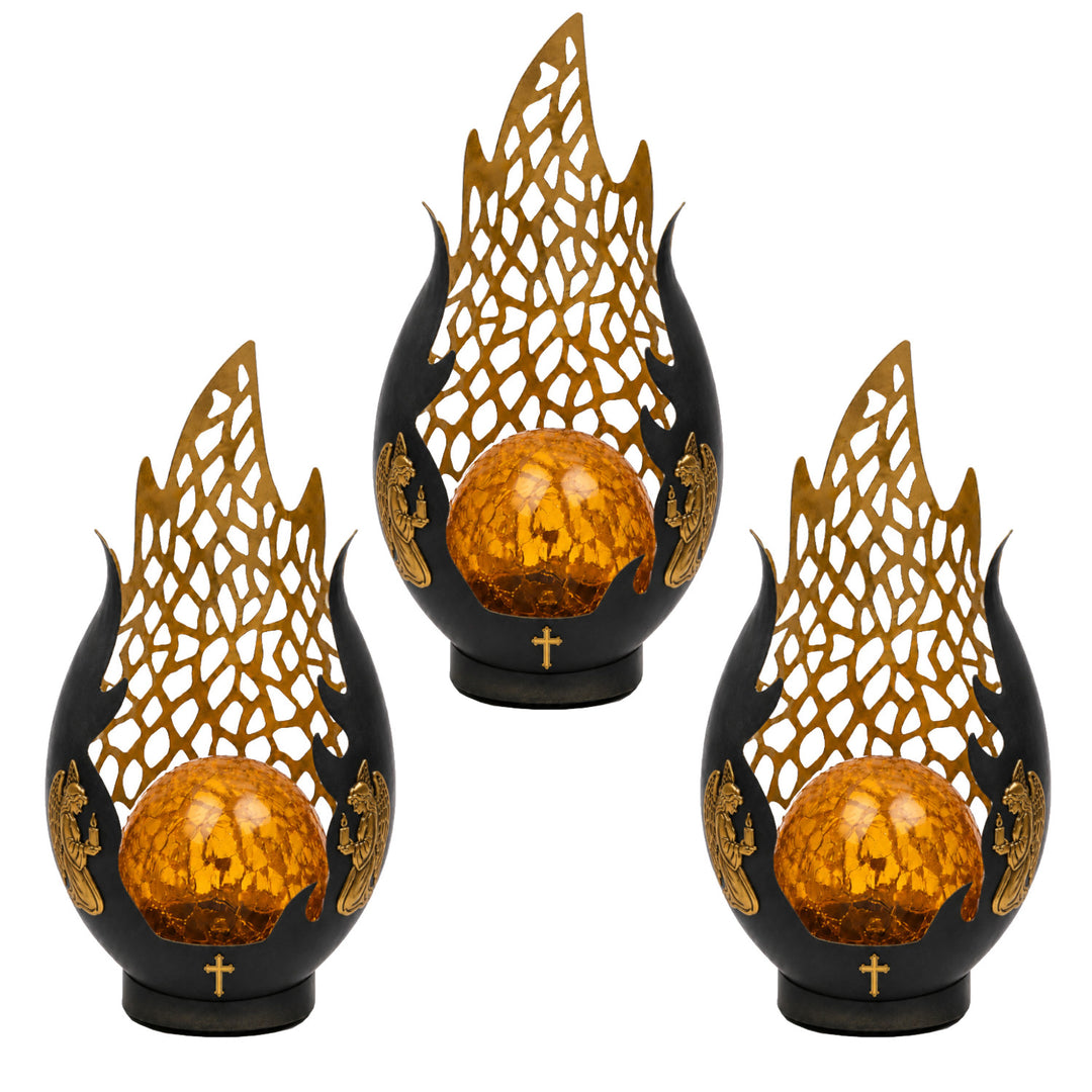Lanterna solare, Fiamma eterna, LED 0,06 W, autonomia 20.000 ore, luminosità massima 2 lm, 77208, Znicz-lux, 3 pezzi