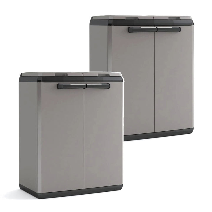 Armadietto per la raccolta differenziata Keter, capacità 2x110 L, coperchio ad apertura manuale, utilizzabile all’esterno, 241065, 2 pezzi