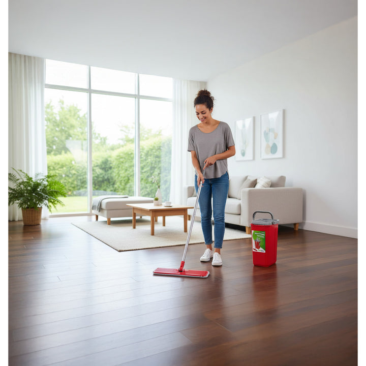 Mop piatto con secchio e strizzatore GreenBlue, due ricambi in microfibra HQ, capacità 5,7 L, MaxiClean GB870 + panno Vileda Actifibre Soft