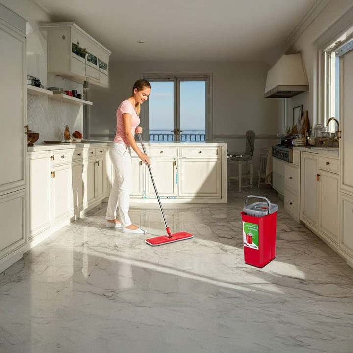 Mop piatto con secchio e strizzatore GreenBlue, due ricambi in microfibra HQ, capacità 5,7 L, MaxiClean GB870 + panno Vileda Actifibre Soft