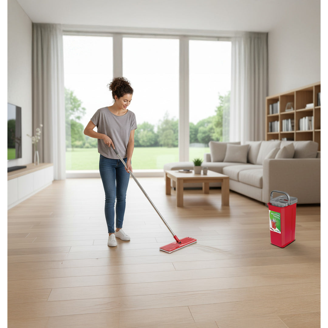 Mop piatto con secchio e strizzatore GreenBlue, due ricambi in microfibra HQ, capacità 5,7 L, MaxiClean GB870 + panno Vileda Actifibre Pro
