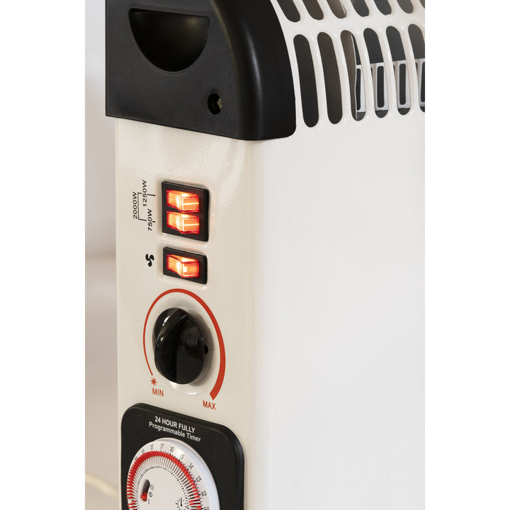 Termoconvettore elettrico, termostato, 2000 W, timer 24 ore, bianco, cavo da 150 cm, Mesko, MS 7741W