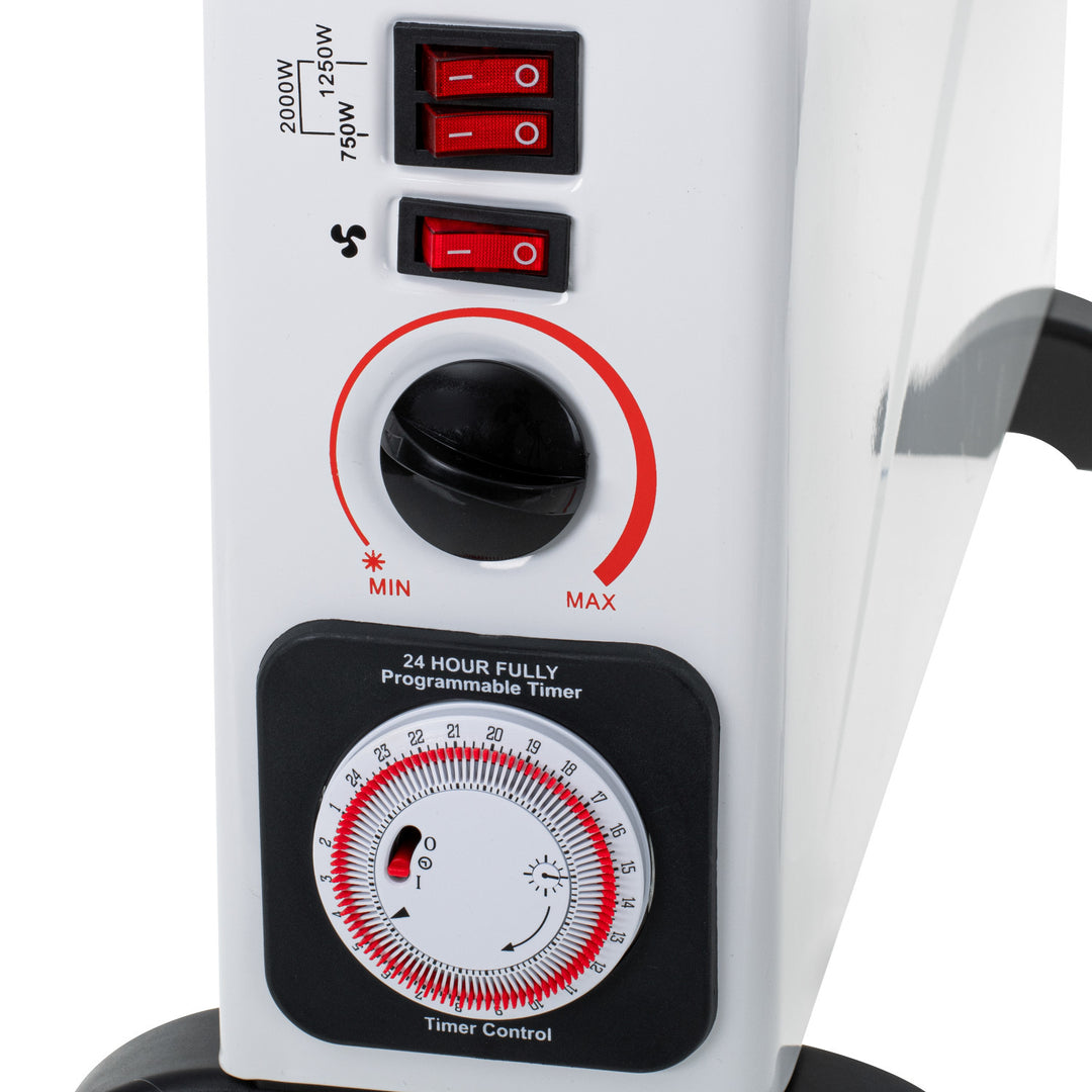 Termoconvettore elettrico, termostato, 2000 W, timer 24 ore, bianco, cavo da 150 cm, Mesko, MS 7741W