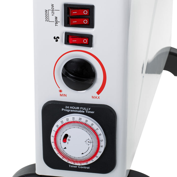 Termoconvettore elettrico, termostato, 2000 W, timer 24 ore, bianco, cavo da 150 cm, Mesko, MS 7741W