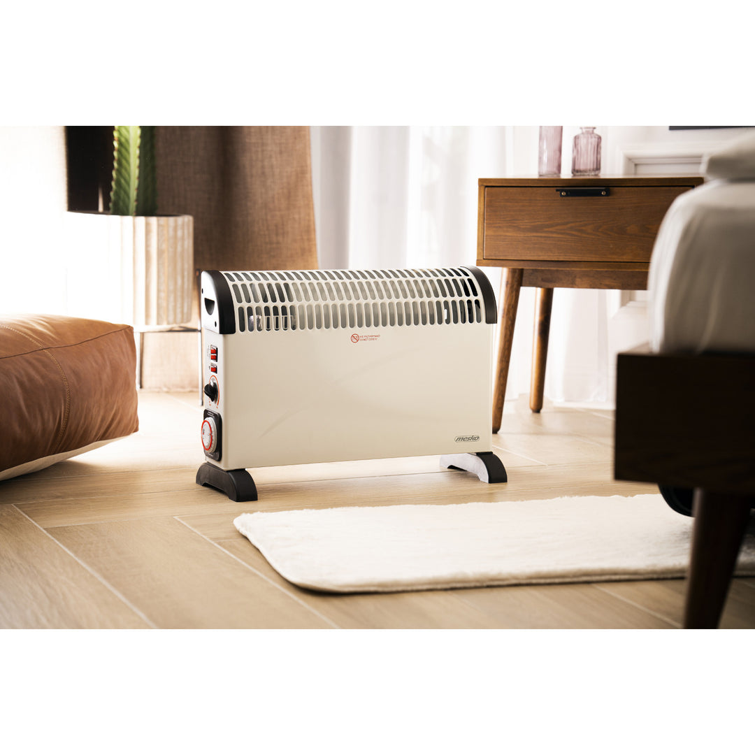 Termoconvettore elettrico, termostato, 2000 W, timer 24 ore, bianco, cavo da 150 cm, Mesko, MS 7741W