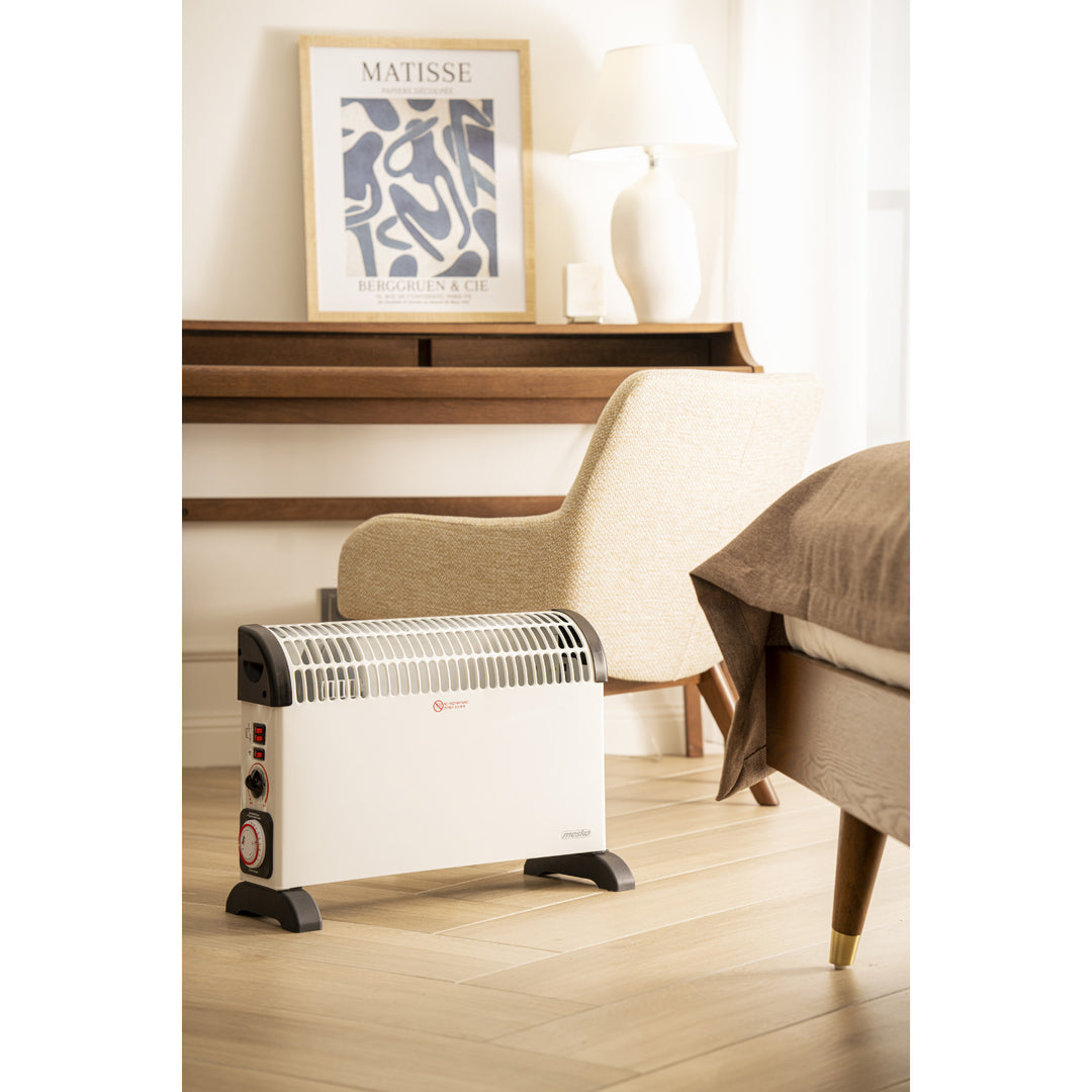 Termoconvettore elettrico, termostato, 2000 W, timer 24 ore, bianco, cavo da 150 cm, Mesko, MS 7741W