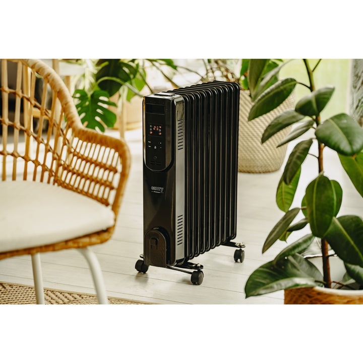 Termoventilatore ad olio, 11 alette, 2500 W, telecomando, display a LED, termostato, Camry CR 7813