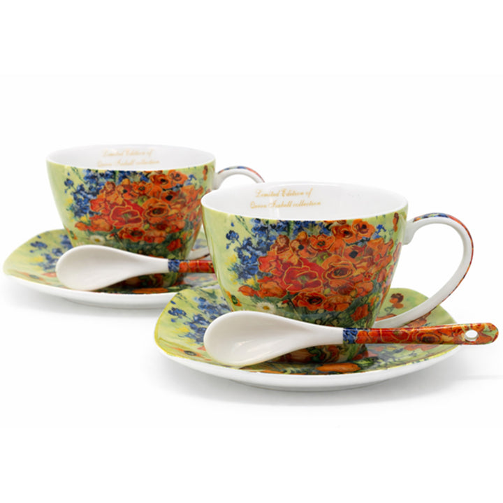 Tazze in porcellana Van Gogh “Papaveri” 2x250 ml, set da 2 pezzi, Queen Isabell
