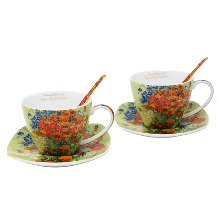 Tazze in porcellana Van Gogh “Papaveri” 2x250 ml, set da 2 pezzi, Queen Isabell