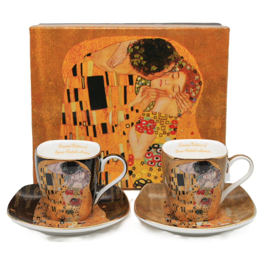 Tazzine da espresso in porcellana Klimt “Il bacio”, 2x100 ml, Queen Isabell