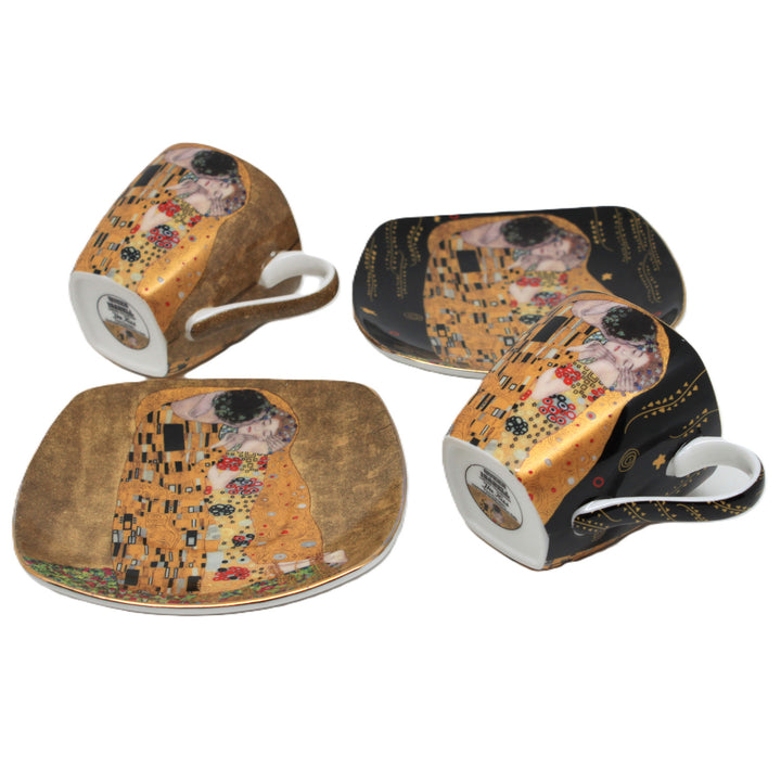 Tazzine da espresso in porcellana Klimt “Il bacio”, 2x100 ml, Queen Isabell