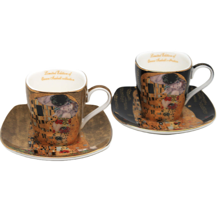 Tazzine da espresso in porcellana Klimt “Il bacio”, 2x100 ml, Queen Isabell