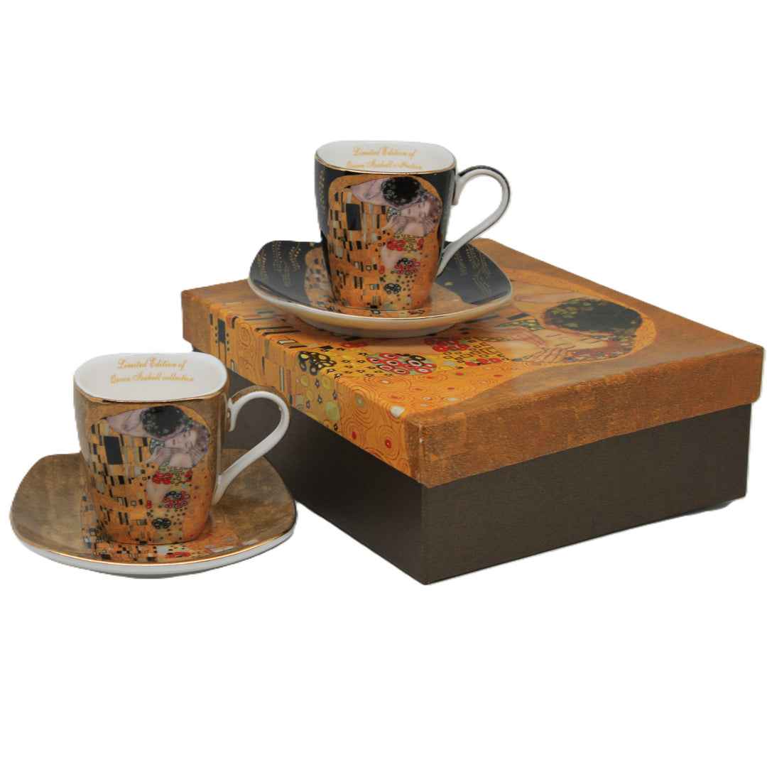Tazzine da espresso in porcellana Klimt “Il bacio”, 2x100 ml, Queen Isabell